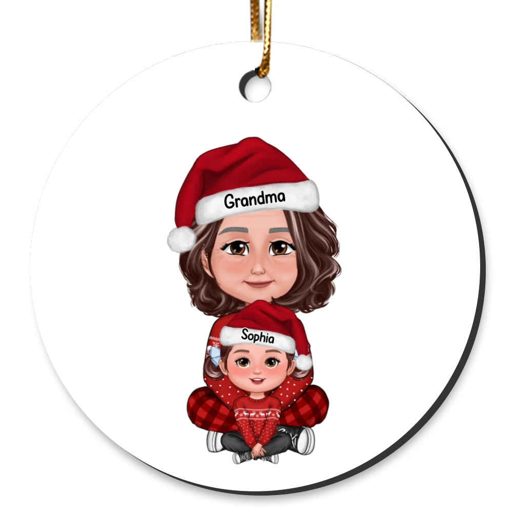 Grandma & Grandkid Christmas Gift For Granddaughter Grandson Personalized Circle Ornament